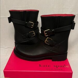 Kate Spade Black Women's Rain Boots with Bow Detail